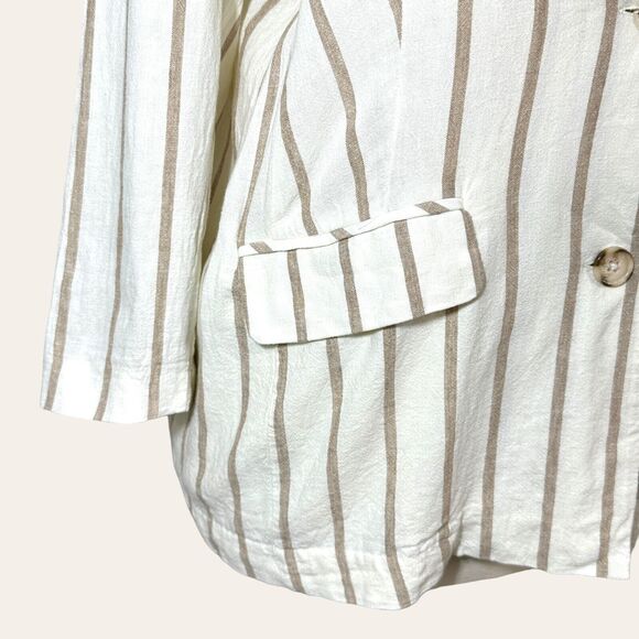 Rails Women's Flynn Mojave Linen Blend Stripe Cream Brown Blazer/Jacket Size XL - Picture 8 of 10
